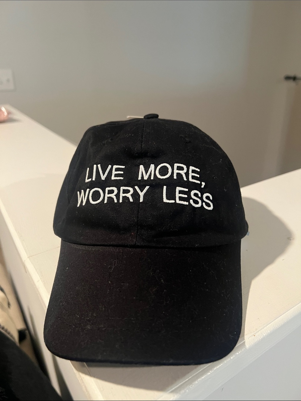 Zara Live More Worry Less Black Baseball Cap